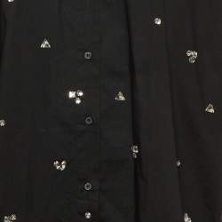 Pre Owned Sandro Black Cotton & Faille Rhinestone Embellished Shirt & Trousers Set S/M