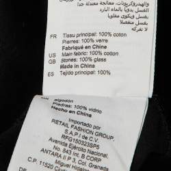 Pre Owned Sandro Black Cotton & Faille Rhinestone Embellished Shirt & Trousers Set S/M