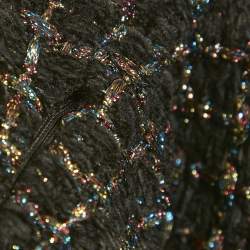 Pre Owned Sandro Black Velvet and Lurex Tweed Mini Skirt M