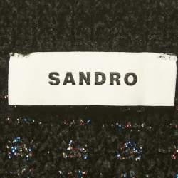 Pre Owned Sandro Black Velvet and Lurex Tweed Mini Skirt M