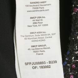 Pre Owned Sandro Black Lurex Tweed Frill Trim Mini Skirt S