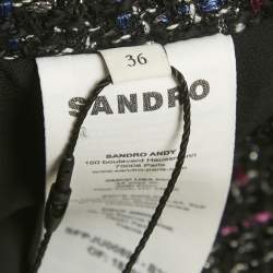 Pre Owned Sandro Black Lurex Tweed Frill Trim Mini Skirt S