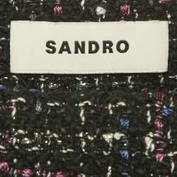 Pre Owned Sandro Black Lurex Tweed Frill Trim Mini Skirt S