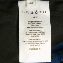 Pre Owned Sandro Blue Jacquard Crepe Amparo Pants L