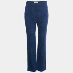 Pre Owned Sandro Blue Jacquard Crepe Amparo Pants L
