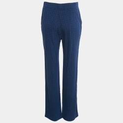 Pre Owned Sandro Blue Jacquard Crepe Amparo Pants L