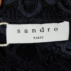 Pre Owned Sandro Navy Blue Lace Nanie Coat Mini Dress S