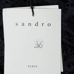 Pre Owned Sandro Navy Blue Lace Nanie Coat Mini Dress S