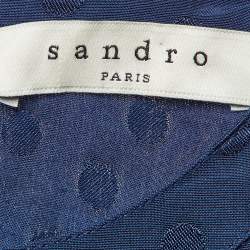 مملوكة مسبقًا Sandro Navy Blue Polka Dot Crepe Mini Dress S