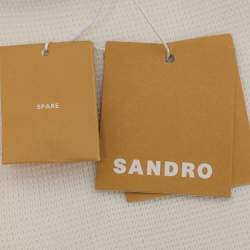 مملوكة مسبقًا Sandro Cream/Blue Knit Wool Button Front Sweater M