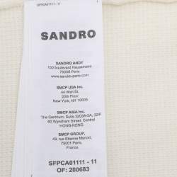 مملوكة مسبقًا Sandro Cream/Blue Knit Wool Button Front Sweater M