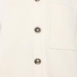 مملوكة مسبقًا Sandro Cream/Blue Knit Wool Button Front Sweater M