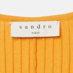 مملوكة مسبقًا فستان ساندرو أصفر خردلي محبوك متوسط بطول ميدي صغير الحجم