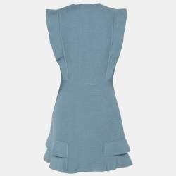 مملوكة مسبقًا فستان ساندرو أزرق فيسكوز بكشكشة قصير صغير الحجم