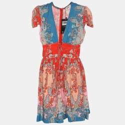 Pre Owned Sandro Multicolor Printed Viscose Mini Dress L