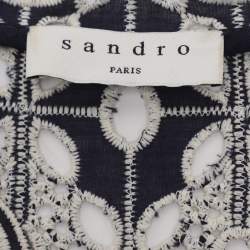 Pre Owned Sandro Blue/White Lace Dress M