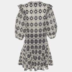 Pre Owned Sandro Blue/White Lace Dress M