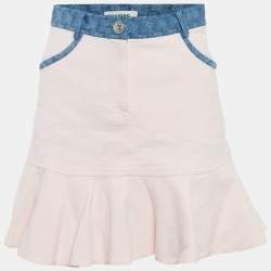 Pre Owned Sandro Pink Tweed Flounced Mini Skirt S 