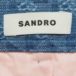 Pre Owned Sandro Pink Tweed Flounced Mini Skirt S 