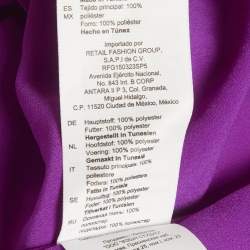 مملوكة مسبقًا فستان ساندرو فوشيا من المخمل بياقة على شكل V قصير حجم صغير