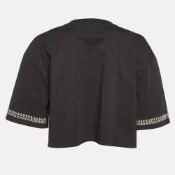 Pre Owned Sandro Black Cotton Rhinestone Embellished Larry Crop Top M