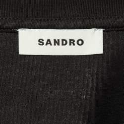 Pre Owned Sandro Black Cotton Rhinestone Embellished Larry Crop Top M