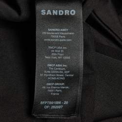 Pre Owned Sandro Black Cotton Rhinestone Embellished Larry Crop Top M