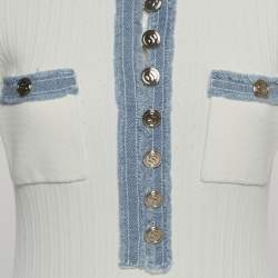 مملوكة مسبقًا فستان ساندرو أبيض محبوك بحافة دنيم أليسيا متوسط الح جم