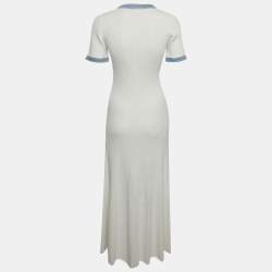 مملوكة مسبقًا فستان ساندرو أبيض محبوك بحافة دنيم أليسيا متوسط الحجم