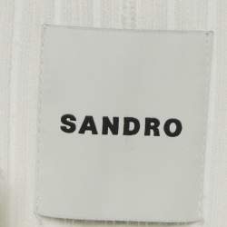 مملوكة مسبقًا فستان ساندرو أبيض محبوك بحافة دنيم أليسيا متوسط الحجم