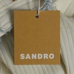 مملوكة مسبقًا فستان ساندرو أبيض محبوك بحافة دنيم أليسيا متوسط الحجم