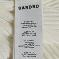 مملوكة مسبقًا فستان ساندرو أبيض محبوك بحافة دنيم أليسيا متوسط الحجم