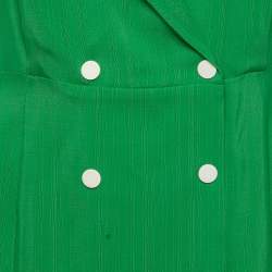 Pre Owned Sandro Green Textured Crepe Double Breasted Mini Dress XL