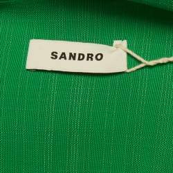 Pre Owned Sandro Green Textured Crepe Double Breasted Mini Dress XL