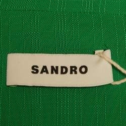 Pre Owned Sandro Green Textured Crepe Double Breasted Mini Dress XL