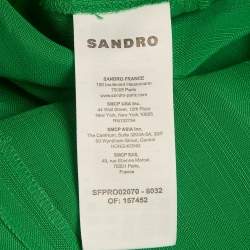 Pre Owned Sandro Green Textured Crepe Double Breasted Mini Dress XL