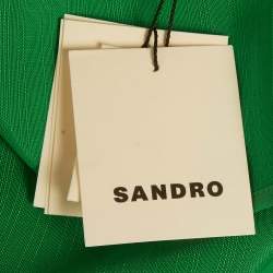 Pre Owned Sandro Green Textured Crepe Double Breasted Mini Dress XL