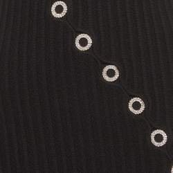 Pre Owned فستان ساندرو أسود بتفاصيل حجر الراين مضلع ميدي صغير الحجم