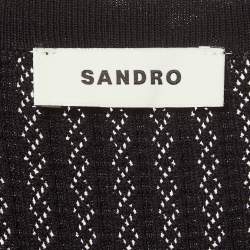 Pre Owned فستان ساندرو أسود بتفاصيل حجر الراين مضلع ميدي صغير الحجم