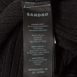 Pre Owned فستان ساندرو أسود بتفاصيل حجر الراين مضلع ميدي صغير الحجم