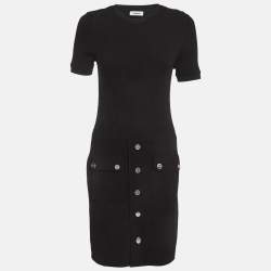 Pre Owned فستان ساندرو أسود مضلع محبوك لويز قصير متوسط الحجم