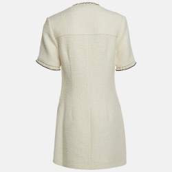 Pre Owned Sandro White Tweed Molly Mini Dress L