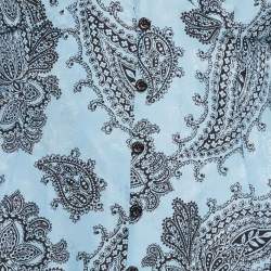 Pre Owned Sandro Blue Printed Silk Blend Button Front Dress M