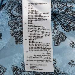 Pre Owned Sandro Blue Printed Silk Blend Button Front Dress M