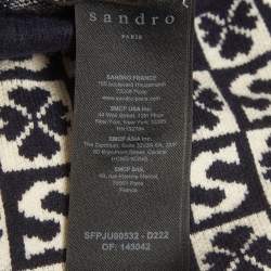 Pre Owned Sandro Navy Blue Monogram Flared Felicie Mini Skirt 