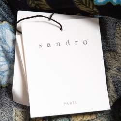 Pre Owned Sandro Black Floral Printed Crepe Mini Dress M