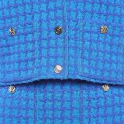 Sandro Blue Checked Tweed Blazer and Skirt Set M/S