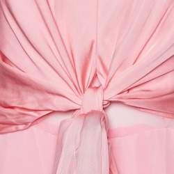 Pre Owned Sandro Pink Satin & Crepe Janyce Midi Dress M