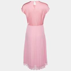 Pre Owned Sandro Pink Satin & Crepe Janyce Midi Dress M