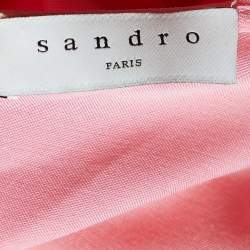 Pre Owned Sandro Pink Satin & Crepe Janyce Midi Dress M